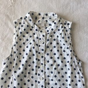 J. Crew Sleeveless Polka Dot Blouse